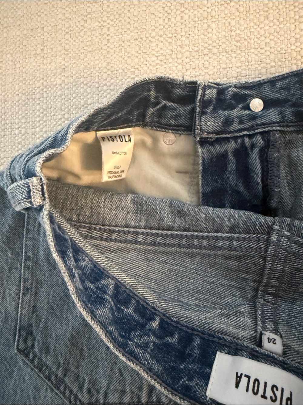 Revolve Pistola Light Blue High Waist A-Line Denim Shorts 24 - Picture 5 of 6
